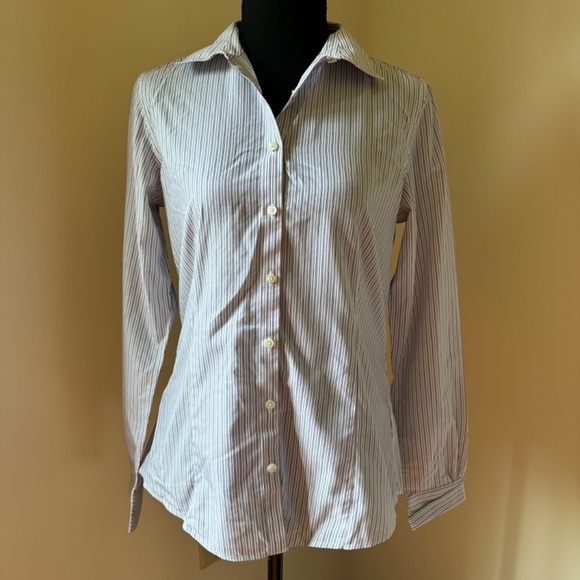 **BROOKS BROTHERS* White x Blue Striped 346 Long Sleeve Button Down Shirt Size 6 - Picture 1 of 7